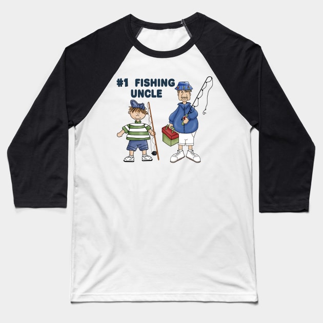 Number #1 Fishing Uncle Baseball T-Shirt by SpiceTree